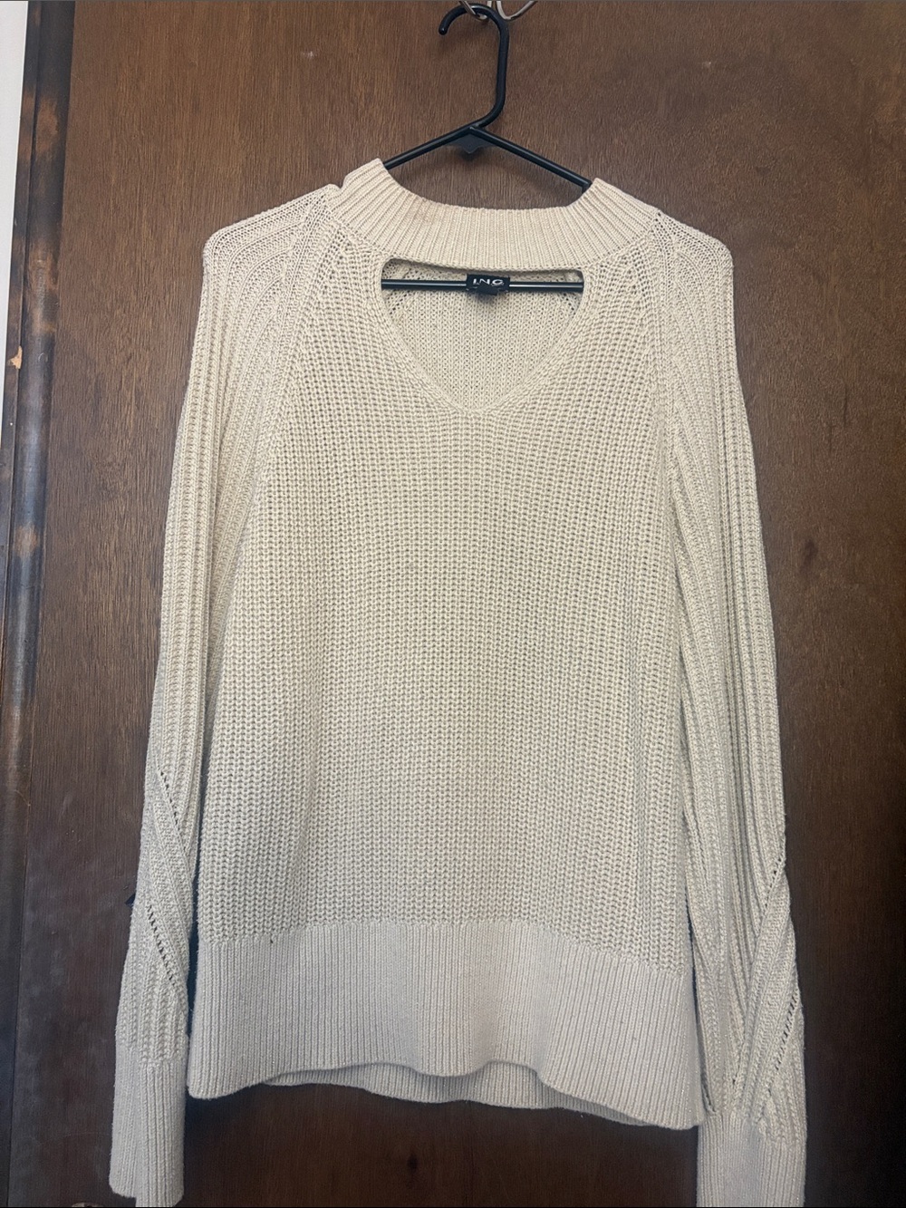 INC International Concepts Cream Scoop-Neck Knit Sweater